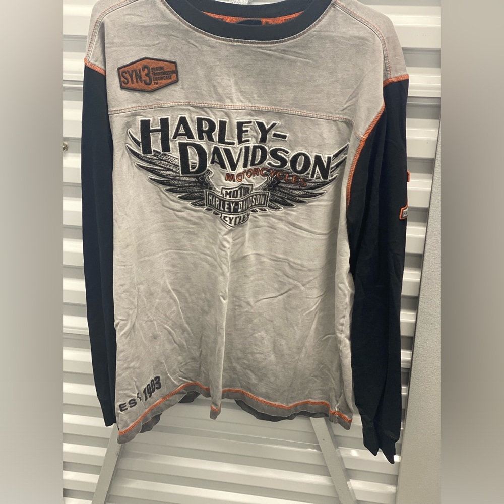 HARLEY DAVIDSON RARE PATCHWORK VINTAGE LONG SLEEVE SIZE LARGE